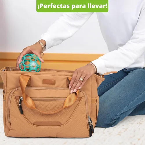 Vista 8 de Bright Starts Oball Sonajero de fácil agarre sin BPA para bebé en rojo, edad recién nacido y más, 10 cm