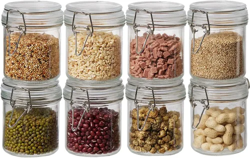 Vista 9 de Paquete de 2 tarros de almacenamiento de alimentos de 1 galón con tapas herméticas, recipientes de vidrio de cierre con clip de alambre
