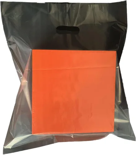 Paquete de 100 bolsas de plástico transparente de 12 x 18 x 2 mil de grosor con asas troqueladas, asas troqueladas, bolsa de plástico brillante