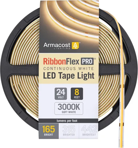Vista 41 de Armacost Lighting RibbonFlex Pro 24V Luz de Tira LED COB Blanca, 2700K, 165 Lúmenes/Pie, 2.5M 171110 Blanco cálido 2700K