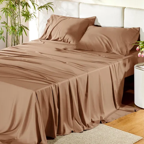 Vista 40 de Bedsure - Juego de sábanas tamaño individual, refrescantes, rayón derivado del bambú, transpirables y suaves, sábanas y fundas de almohada tipo