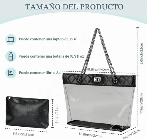 Vista 2 de MICOM Bolsa transparente Negro