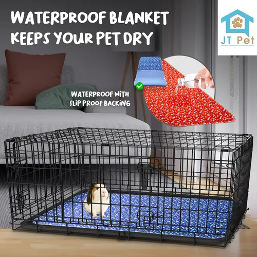 Vista 3 de Forro para jaula de conejillo de indias, paquete de 4 almohadillas lavables para orina para perros, ropa de cama de vellón suave para jaula