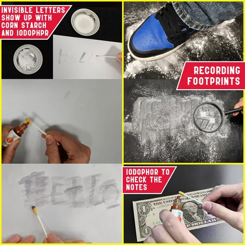 Vista 5 de Kit de Espía Infantil UNGLINGA, Juego de Dedo Detective, Juguetes de Huellas Dactilares, Regalos Educativos para Experimentos Científicos para Niños