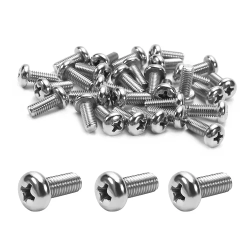 Vista 202 de MroMax 30 tornillos de máquina Phillips de cabeza plana M2 x 0.197 in, acero inoxidable 304 18-8, rosca completa, tornillos de cabeza cruzada gris