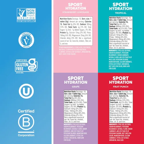 Vista 14 de Nuun Sport - Tabletas de electrolitos para una hidratación proactiva, ponche de frutas, paquete de 8 (80 porciones)