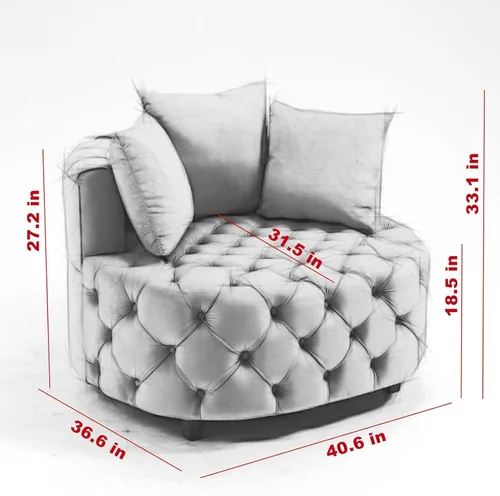 Vista 2 de HomSof Silla de acento de terciopelo Chaise Lounge Silla de ocio interior Barrel Sofá moderno Lounge Club Silla redonda