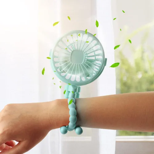 Vista 5 de Suteng Ventilador de cochecito flexible con clip de trípode para bebé, mini ventilador portátil de mano para asiento de automóvil, cuna cochecito