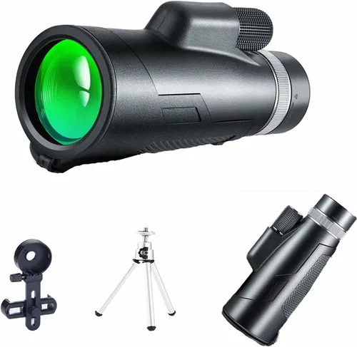 YSCO Telescopio monocular para teléfono celular, monoculares de alta potencia para adultos con visión nocturna, monocular de 12 x 50 pulgadas con