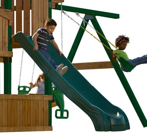 Vista 4 de Swing-N-Slide NE 4699-T Super Summit Slide - Tobogán de plástico de 3 piezas para columpio de 5 pies de altura, color verde