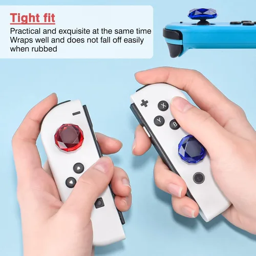 Vista 6 de DLseego Diamond 3D Thumb Grips Caps Compatible with Switch Switch Lite Switch OLED Joy Con Crystal Clear Console Joystick Cover 4PCS- Blue and