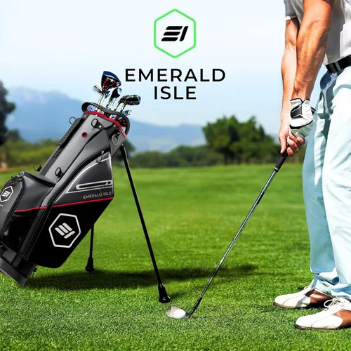 Vista 7 de Emerald Isle Bolsa de Golf de Pie con Divisor de Longitud Completa de 14 Vías, Bolsa de Transporte Resistente con Capucha para Lluvia, Múltiples