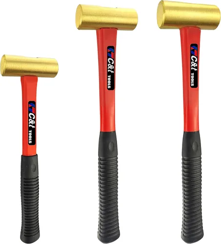 Vista 8 de C&T Martillo de trineo de latón de 1 libra, sin chispas, mango cómodo de fibra de vidrio, 1 libra, no magnético, resistente a la corrosión