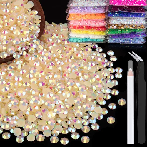 Vista 10 de 4000 diamantes de imitación de resina de 0.157 pulgadas a granel, transparentes AB con parte trasera plana, diamantes de imitación redondos