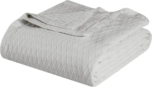 Vista 18 de Superior Diamond Weave - Manta de algodón de tejido diamante para todas las estaciones, cubierta para el hogar, sofá, cama, mantas suaves y cálidas
