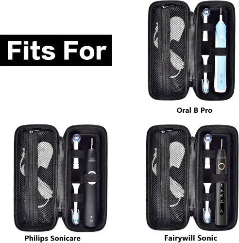 Vista 2 de Funda de viaje para cepillo de dientes compatible con Oral-B Pro 1000, 2000, 3000, 3500, 1500/ para cepillo de dientes eléctrico Philips Sonicare