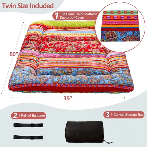 Vista 245 de Colchón futón japonés de piso gris constelación, de piso tatami, portátil, para acampar, para niños, sofá cama plegable enrollable con protector