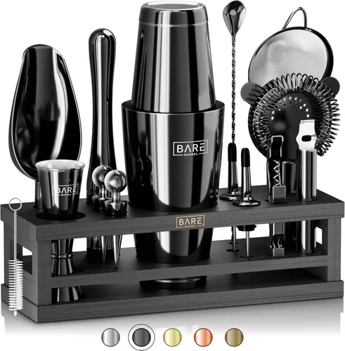 Vista 11 de BARE BARREL® Kit de Barman para Mixología Juego de Herramientas de Bar Juego de Coctelera de 16 Piezas Utensilios de Mezcla de Martini