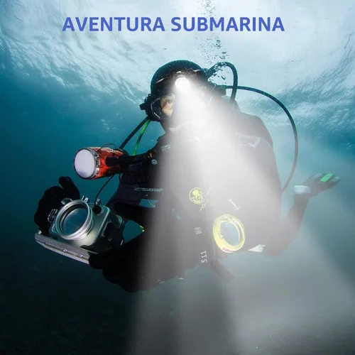 Vista 5 de Linterna frontal de buceo recargable de alto lúmenes para buceo, súper brillante, IPX8, impermeable, buceo, natación, submarinos, 3 modos, luz