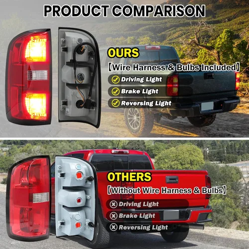 Vista 2 de Conjunto de luz trasera compatible con Chevy Colorado 2015, 2016, 2017, 2018, 2019, 2020, 2021, 2022, con bombillas y dureza, reemplazo 84169777