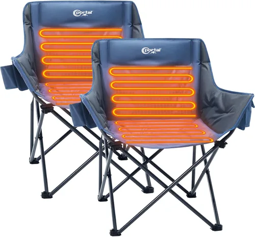 Portal 32" Oversized Camping Chair, Foldable Heavy Duty 350 lb Padded Ergonomic Seat for Big & Tall Adults, Pinch-Free Extra Wide Design Featuring