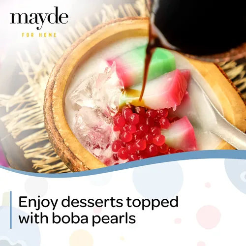 Vista 4 de Mayde Perlas de Boba Popping para bebidas, postres y cuencos de desayuno (sabor a arándanos, 7 libras)
