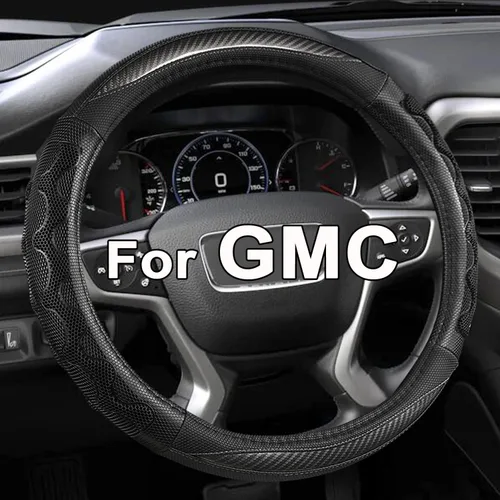 Vista 8 de Cubierta de volante GIANT PANDA para GMC Sierra Acadia Terrain Yukon (3D Honeycomb-Negro-Tamaño estándar)
