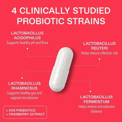 Vista 2 de Los mejores probióticos vaginales para mujeres Equilibrio de pH con prebióticos, mezcla de probióticos Lactobacillus y arándano Probiótico