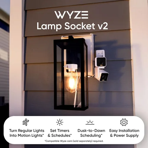 Vista 2 de Adaptador de corriente para enchufe de lámpara Wyze v2 para Wyze Cam v3/v3 Pro/ v4/OG/Pan v3/Pan v4 (cámara vendida por separado)