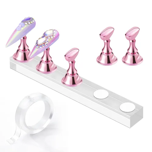 Vista 15 de Makartt Soporte de uñas para uñas a presión, práctica de pintura artística, soporte magnético para pintar uñas, soporte para diseños de uñas