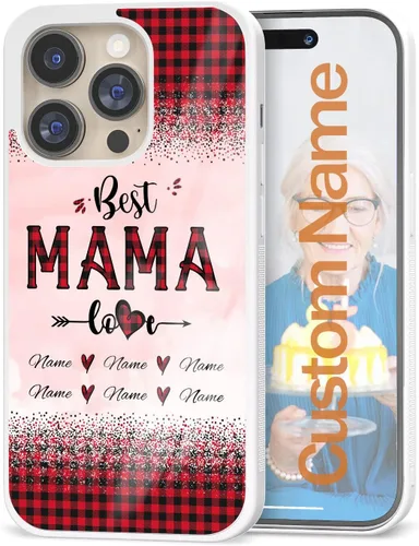 Vista 10 de Fundas de teléfono con texto en inglés "Mom Cute Dinosaurs" con citas de Best Mama Ever, regalos azules para mujeres y esposa para iPhone 11, 12