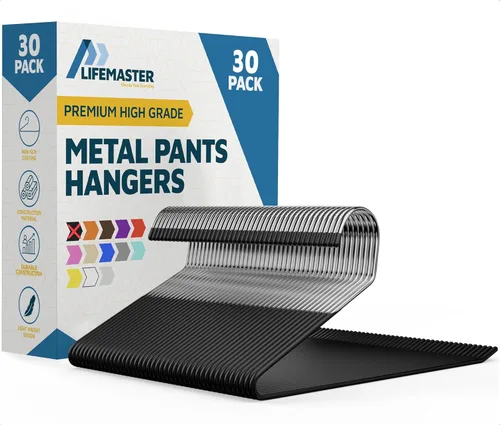 Vista 8 de Lifemaster Juego de perchas para pantalones de metal - 20 piezas Elegante juego de perchas para guardarropa con ahorro de espacio y antideslizantes