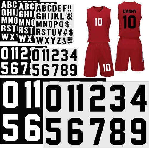 Vista 13 de 190 Piezas Letras Termoadhesivas Números Termoadhesivos Alfabetos Pegatinas de Tela Parches de Números de 8 Pulgadas y 3 Pulgadas Letras