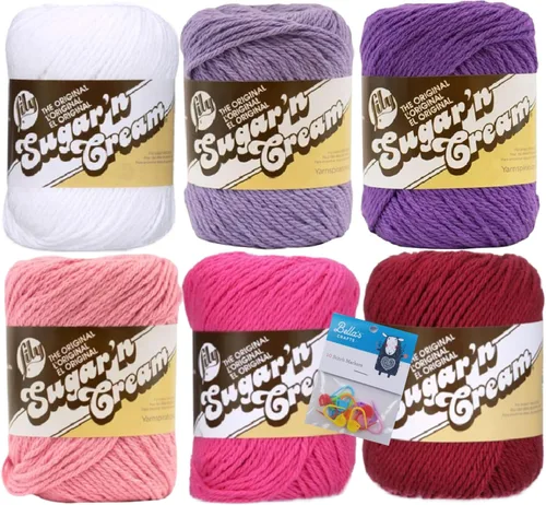 Vista 10 de Lily Sugar'n Cream - Paquete de 6 hilos de 100 % algodón con marcadores de puntada Bella's Crafts (mezcla azul-verde)