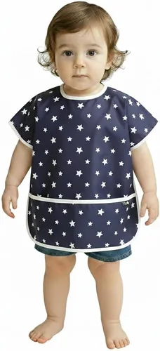 Vista 10 de Plie Short Sleeve Waterproof Bib for Toddlers – Easy Clean Feeding Apron for Mealtime, Daycare, Self-Feeding, Lightweight