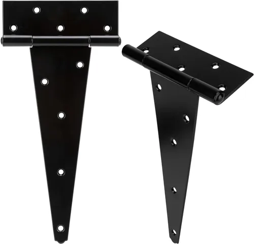 Vista 13 de Hillmaster Bisagras de puerta de cobertizo resistentes con correa en T de 4 pulgadas, bisagra en T negra para cercas de madera, persiana, ventana