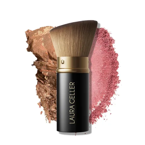 LAURA GELLER NEW YORK - Brocha retráctil color negro con mango de aluminio Kabuki, para maquillaje facial líquido y crema