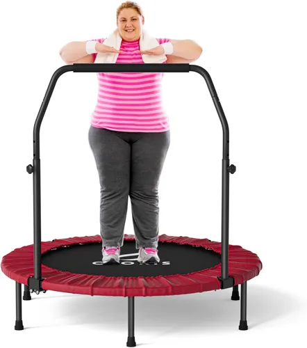 Vista 8 de CLORIS Trampolín plegable de 40 pulgadas con mango de espuma ajustable, con funda acolchada segura, el mejor regalo.