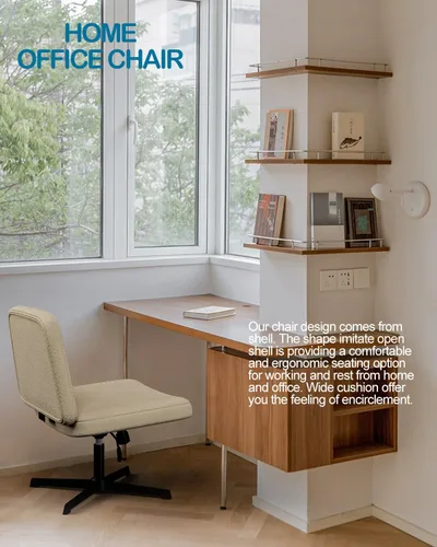 Vista 4 de Cómoda silla de escritorio para oficina en casa, sin brazos, silla de computadora y tocador para dormitorio, sala de estar, asiento grande normal