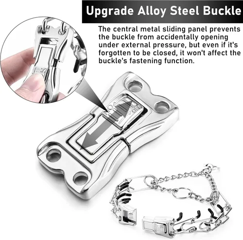 Vista 4 de Collar de entrenamiento para perros ajustable de acero inoxidable con hebilla de liberación rápida para perros pequeños, medianos y grandes