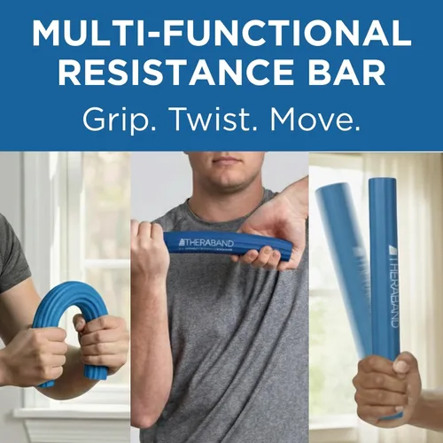 Vista 5 de THERABAND FlexBar, barra de terapia de codo de tenis, alivia el dolor de tendinitis y mejora la fuerza de agarre, barra de resistencia para codo