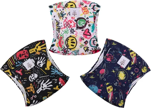 Vista 2 de CuteBone - Pañales lavables para perro macho, banda abdominal, paquete de 3 unidades, color negro, modelo DM54XS