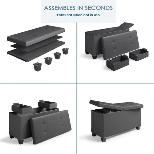 Vista 29 de Nestl Banco otomano de almacenamiento con contenedores de almacenamiento, banco de 30 pulgadas para dormitorio o sala de estar, máximo 660 libras