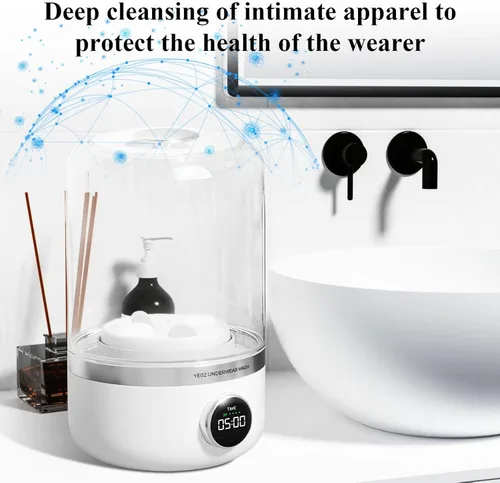 Vista 2 de Lavadora portátil, mini lavadoras inalámbricas recargables de 4000 mAh, lavadora de ropa interior de 1 litro, lavadora compacta plegable para ropa