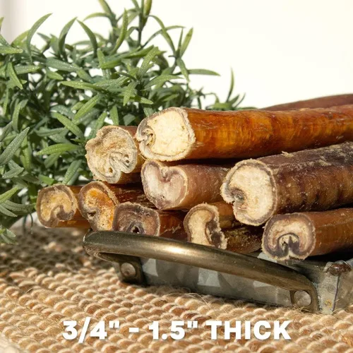 Vista 4 de Downtown Pet Supply Bully Sticks - Golosinas dentales y masticables para perro tiras de carne natural premium de 6 y 12pulgadas extra gruesas sin