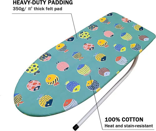 Vista 3 de Funda y almohadilla pequeña para tabla de planchar de 12 x 32 pulgadas, 3 pares de correas de cierre de velcro, bordes elásticos, mini cubierta
