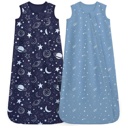 Vista 21 de Unnivoll - Saco de dormir para bebé de 0 a 6 meses, 0.5 tog, manta portátil para bebé, 3 unidades, 100 % de algodón, saco de dormir ligero