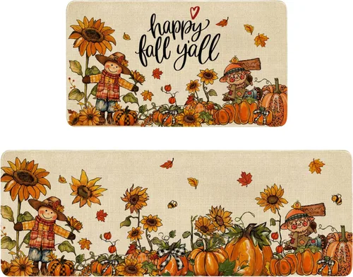 Vista 26 de Juego de 2 alfombras y tapetes de cocina de Pascua, diseño de primavera con texto en inglés «Hello My Peeps», diseño de conejito de pollito