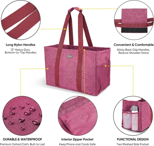 Vista 5 de BALEINE Bolsa de Utilidad Suave Extra Grande de 9 Galones, Bolsa de Almacenamiento Plegable Reutilizable (Rosa Baya)