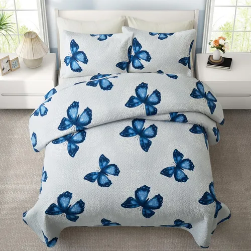 Vista 2 de ARTALL - Juego de edredón de 2 piezas con estampado de mariposas, de microfibra suave y ligera, colcha para cama, manta con funda de almohada